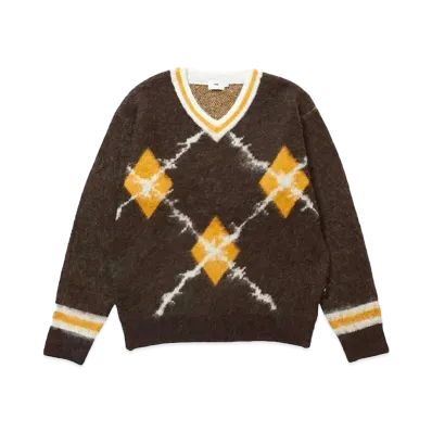 FTW ARGYLE V NECK KNIT "BROWN"