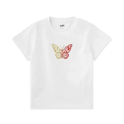 X-Girl Gradient Glitter Butterfly S/S Baby Tee "White"
