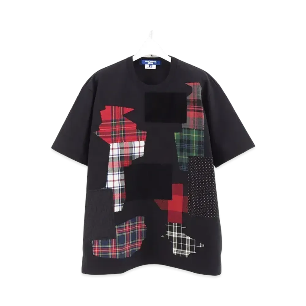 JUNYA WATANABE Cotton Ester Fleece Multi-Material Patchwork T-Shirt "Black"