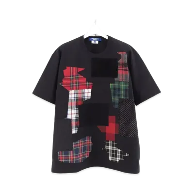 JUNYA WATANABE Cotton Ester Fleece Multi-Material Patchwork T-Shirt "Black"