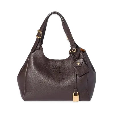 MIU MIU Leather Handbag "Dark Brown/Papaya"