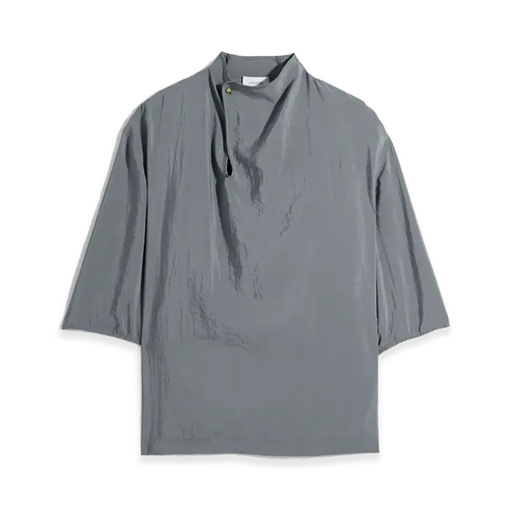 LEMAIRE Women's Dry Silk Soft Collar Top "Aluminium"