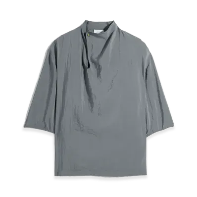 LEMAIRE Women's Dry Silk Soft Collar Top "Aluminium"