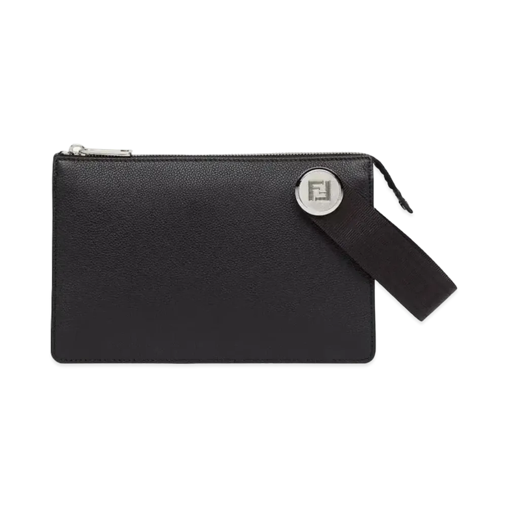 FENDI Roma Leather Chiodo Clutch "Black"