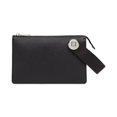 FENDI Roma Leather Chiodo Clutch "Black"