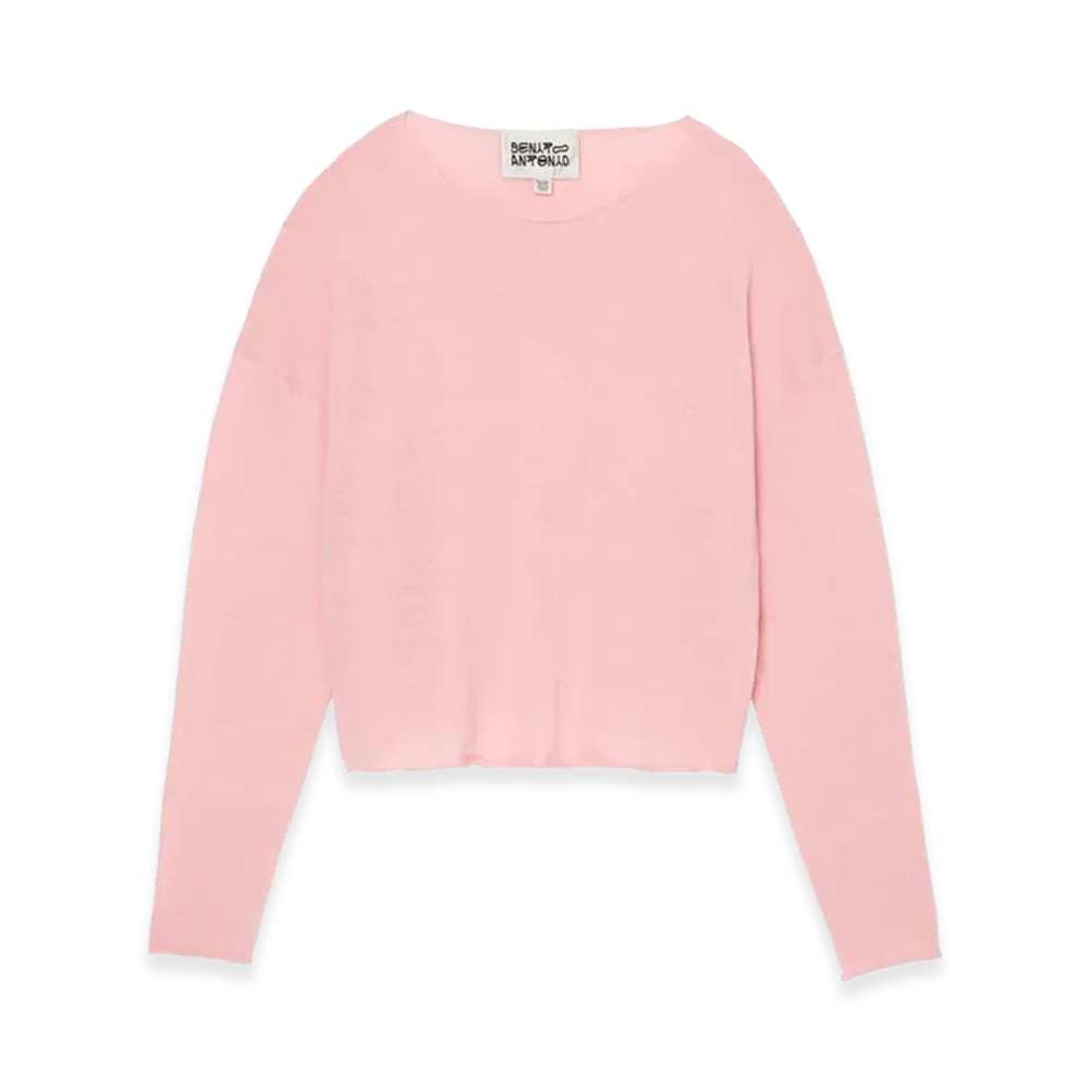 ZARA x Bad Bunny Benito Antonio Linen & Wool Cropped Fit Sweater "Pink"