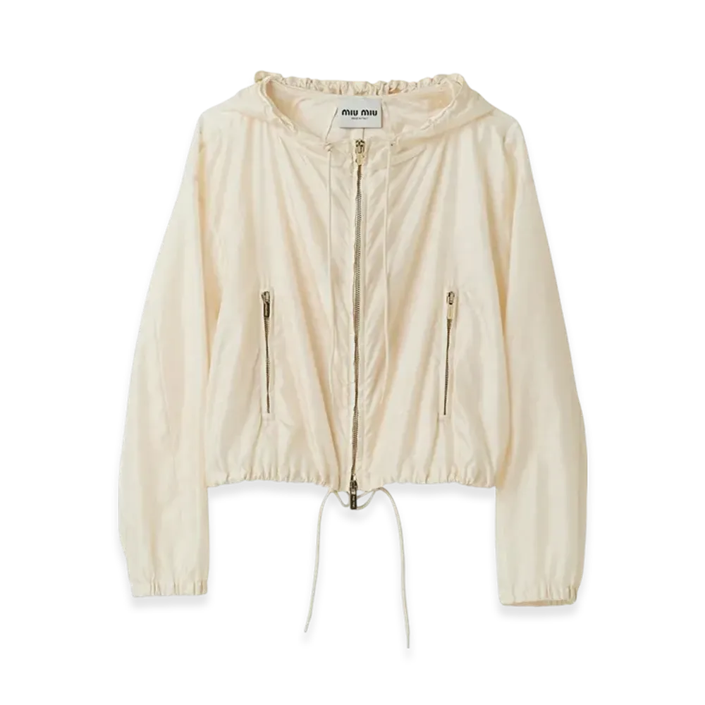 MIU MIU Women's Nylon Blouson Jacket "Ivory"
