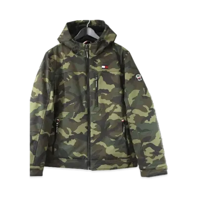 TOMMY HILFIGER Boa Lining Big Letter Hoodie Soft Shell Jacket American Casual Street "Camo"