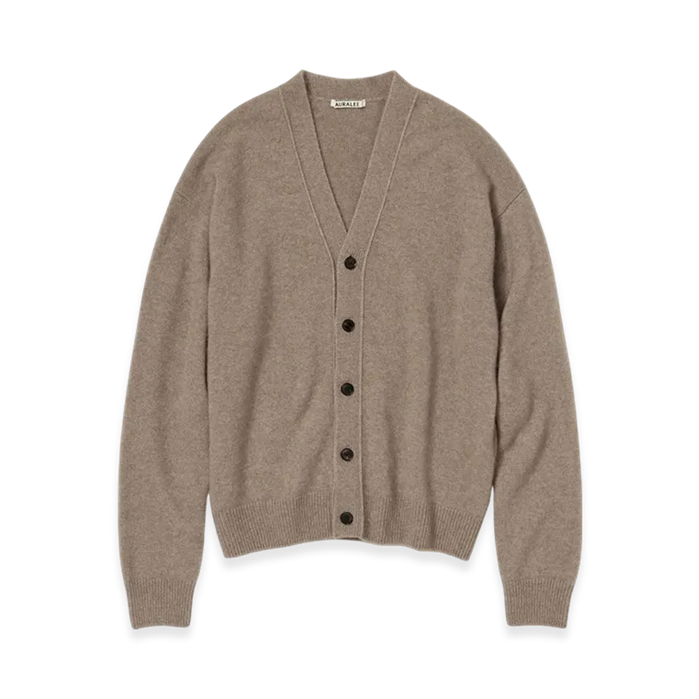 AURALEE Baby Cashmere Knit Cardigan "Natural Brown"