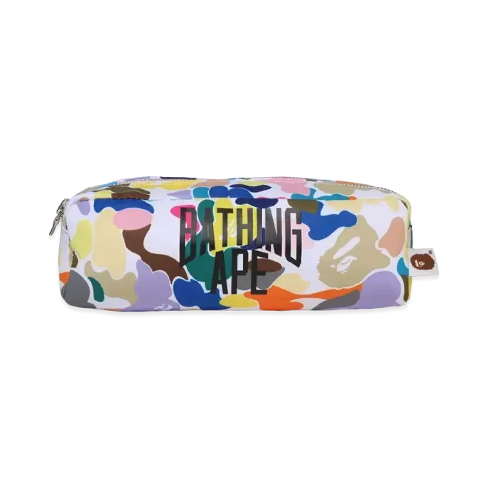 A BATHING APE Multi Camo NYC Logo Flight Pouch "White"