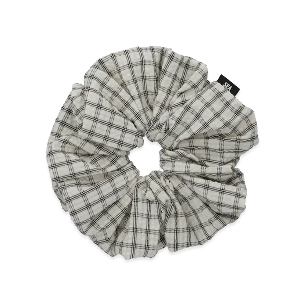 WIND AND SEA Women's Plaid Big Hair Tie "White"