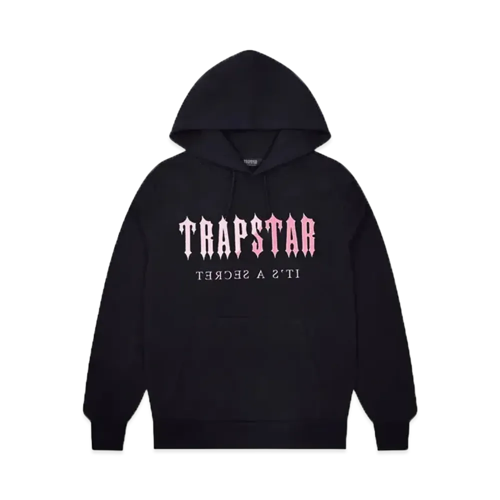 TRAPSTAR Decoded Chenille Hooded Shorts Set "Black/Pink"
