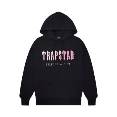 TRAPSTAR Decoded Chenille Hooded Shorts Set "Black/Pink"