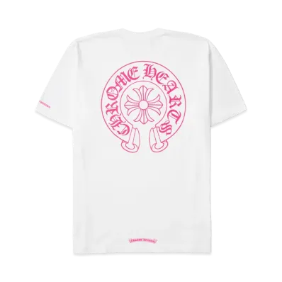 Chrome Hearts Pink Logo Horseshoe S/S Pocket Tee "White"