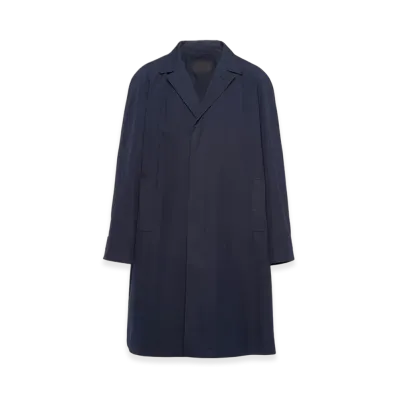 PRADA Cotton Blend Overcoat "Navy"