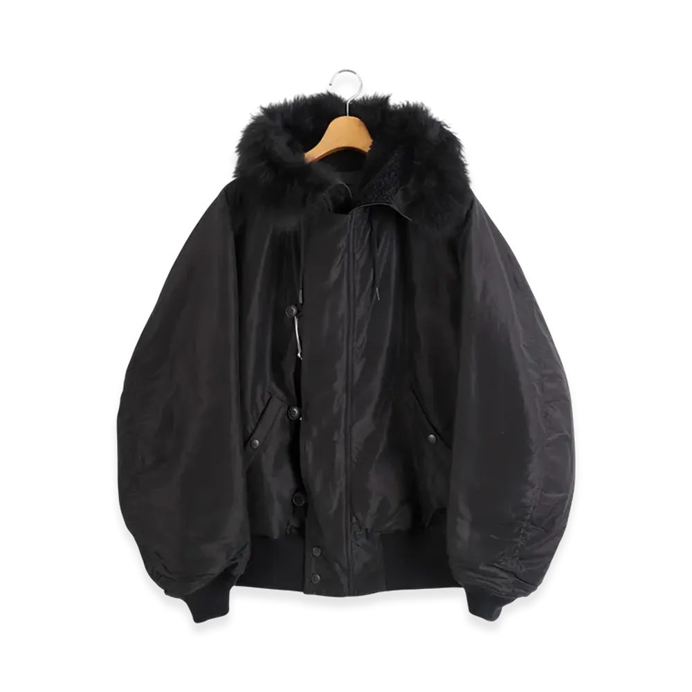 COMOLI Cotton Silk Military Hooded Jacket "Brown"
