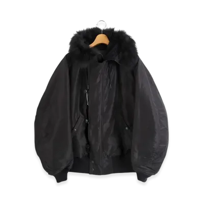 COMOLI Cotton Silk Military Hooded Jacket "Brown"