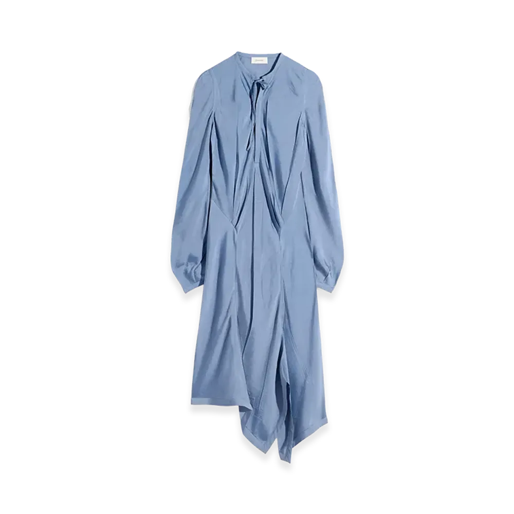 LEMAIRE Women's Poly-Viscose Twill Creased Bias Dress "Horizon"
