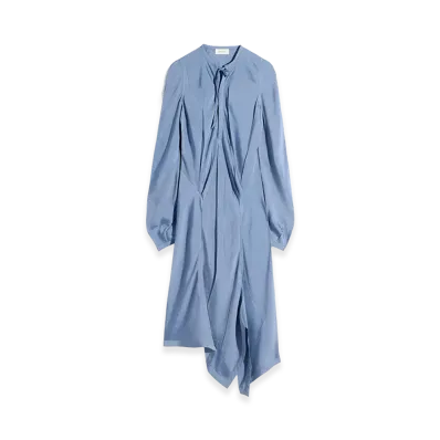 LEMAIRE Women's Poly-Viscose Twill Creased Bias Dress "Horizon"