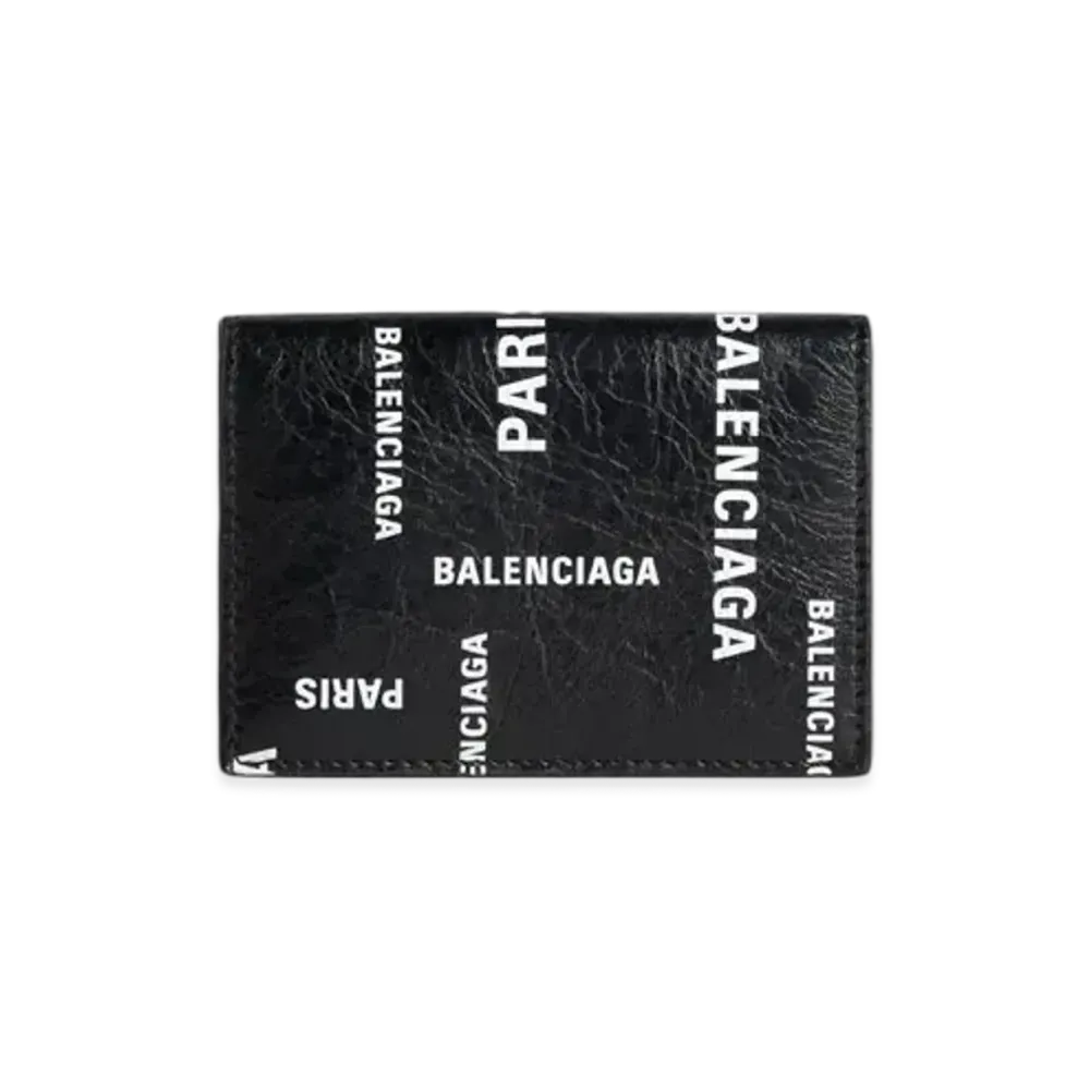 BALENCIAGA Cash Mini Wallet Bal Paris Allover "Black"