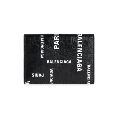 BALENCIAGA Cash Mini Wallet Bal Paris Allover "Black"