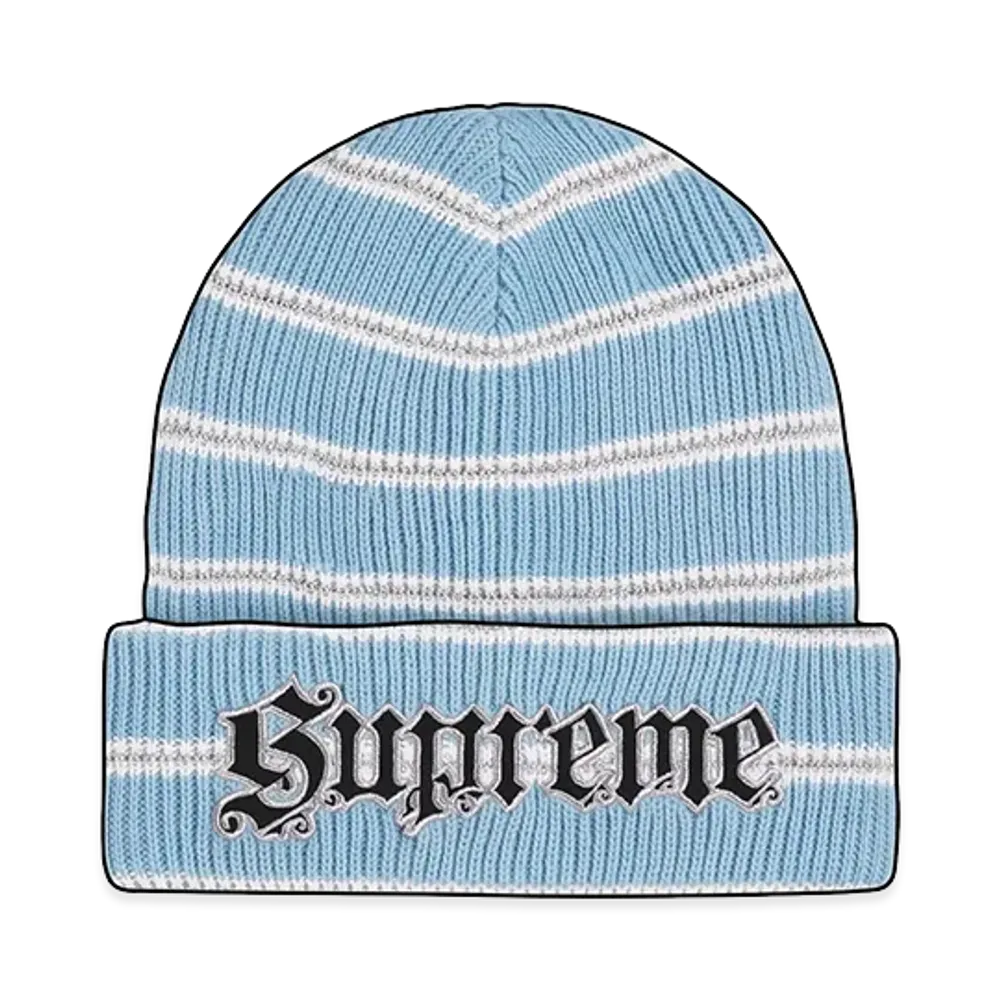 Supreme Metallic Stripe Beanie "Light Blue"
