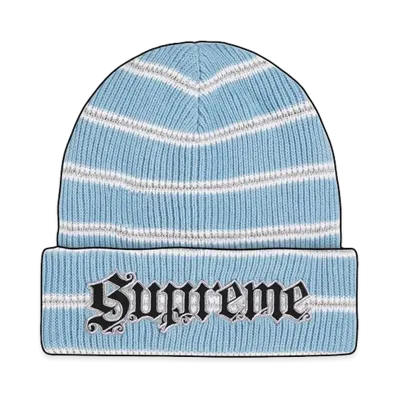 Supreme Metallic Stripe Beanie "Light Blue"