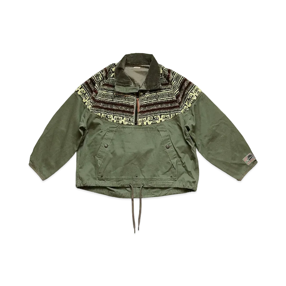 KAPITAL CINO X BIRDS EYE FLEECE NORDIC ANOLAK "Khaki"