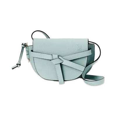 LOEWE Mini Gate Dual Bag In Pebble Grain Calfskin "Aqua"