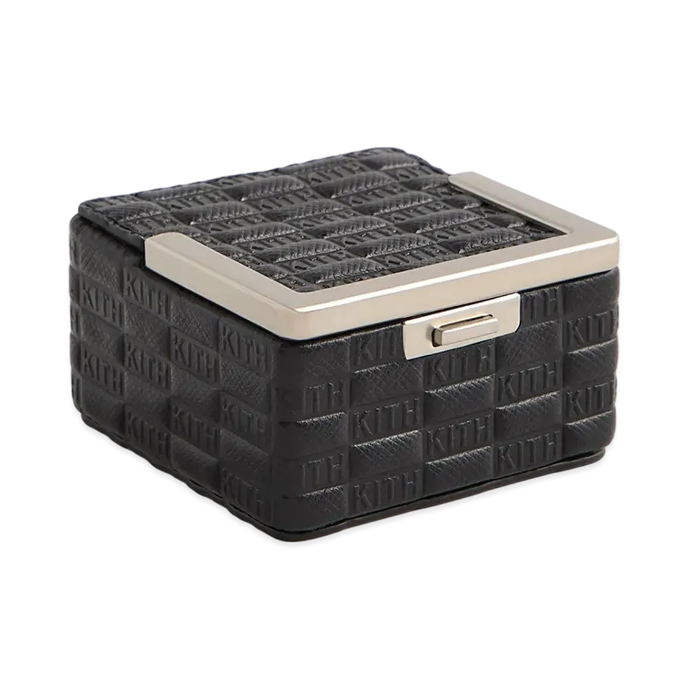 Kithmas Monogram Saffiano Leather Square Frame Jewelry Case "Black"