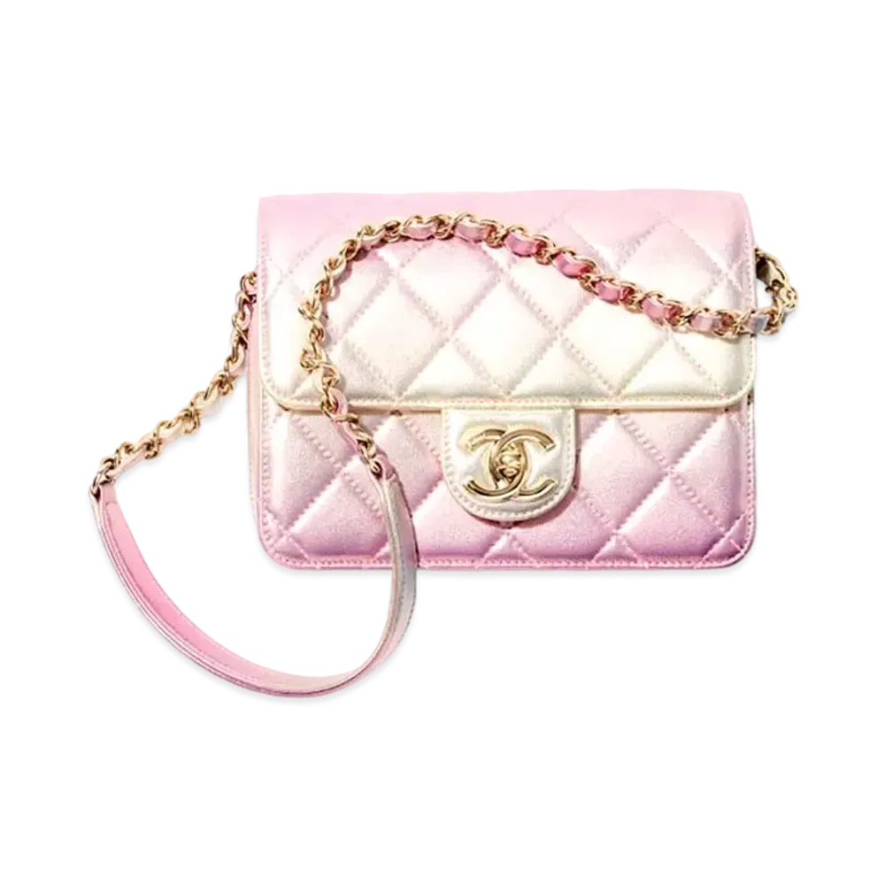 CHANEL Mini Flap Bag Metallic Lambskin "Gold/Pink"
