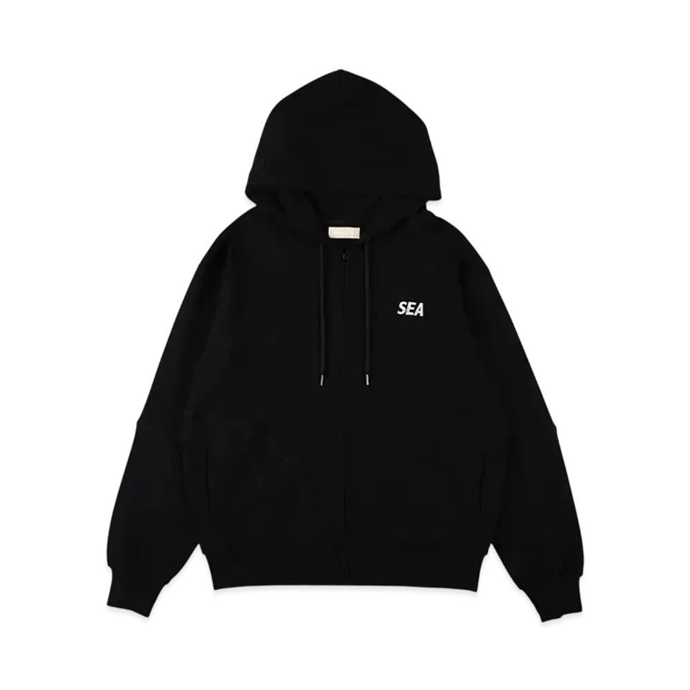 WIND AND SEA ES_W_Zip-Up Hooded Waffle Shirt "Black"