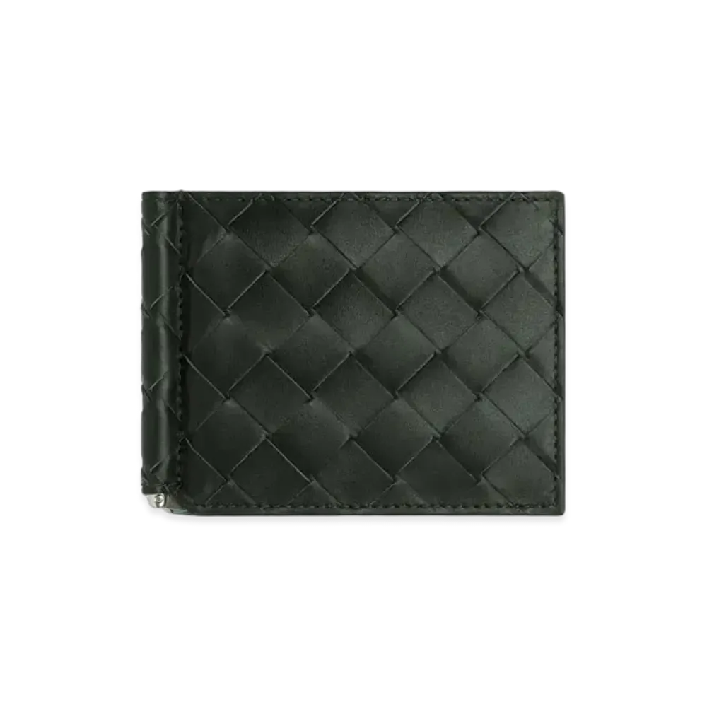 Bottega Veneta Intrecciato Calfskin Bill Clip Wallet "Black"