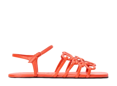 LOEWE Women's Petal Anagram Sandals in Calfskin "Deep Saffron"
