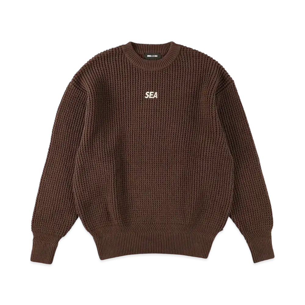 WIND AND SEA Cotton Waffle Sweater "Brown"