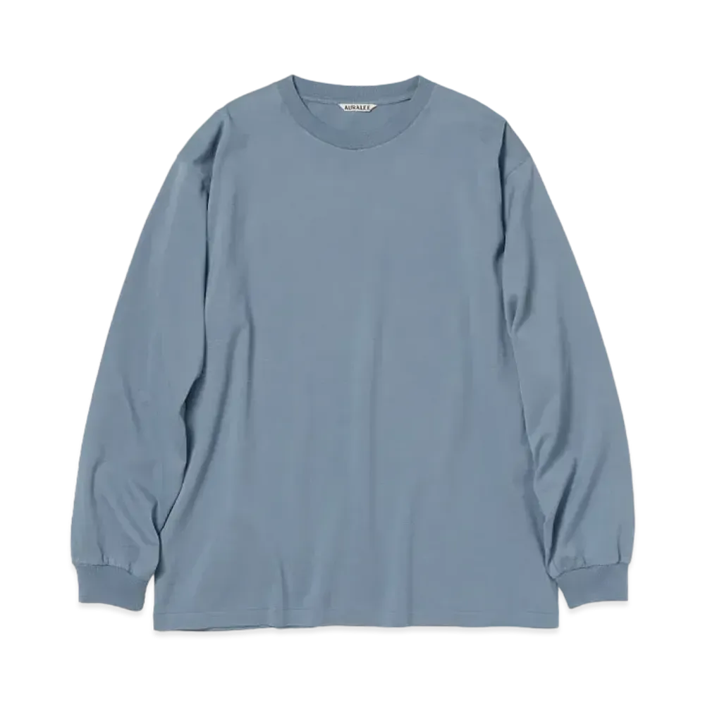 AURALEE Luster Plaiting L/S Tee "Dusty Blue"