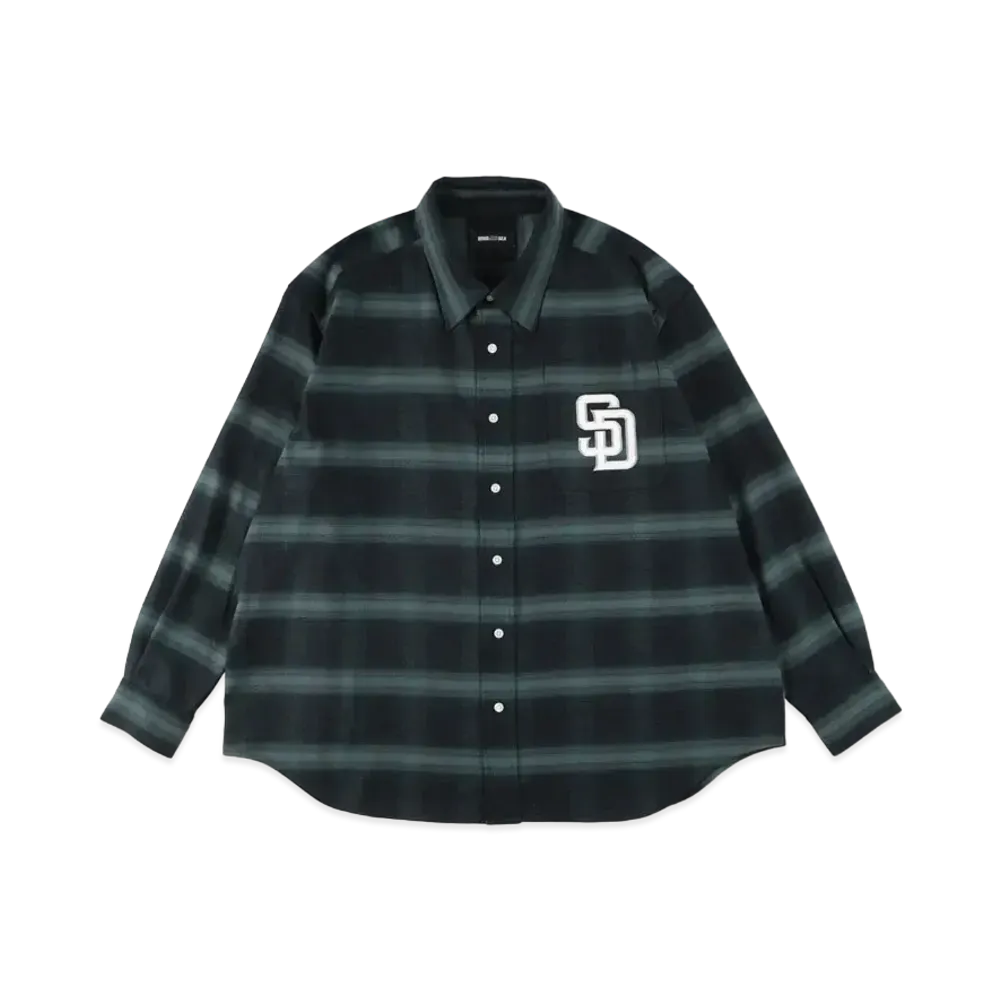 WIND AND SEA x MLB San Diego Padres Check Shirt "Navy Green"