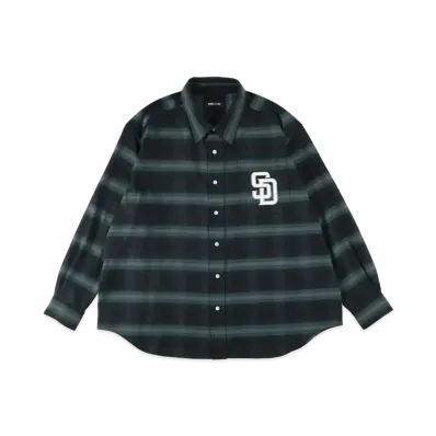 WIND AND SEA x MLB San Diego Padres Check Shirt "Navy Green"