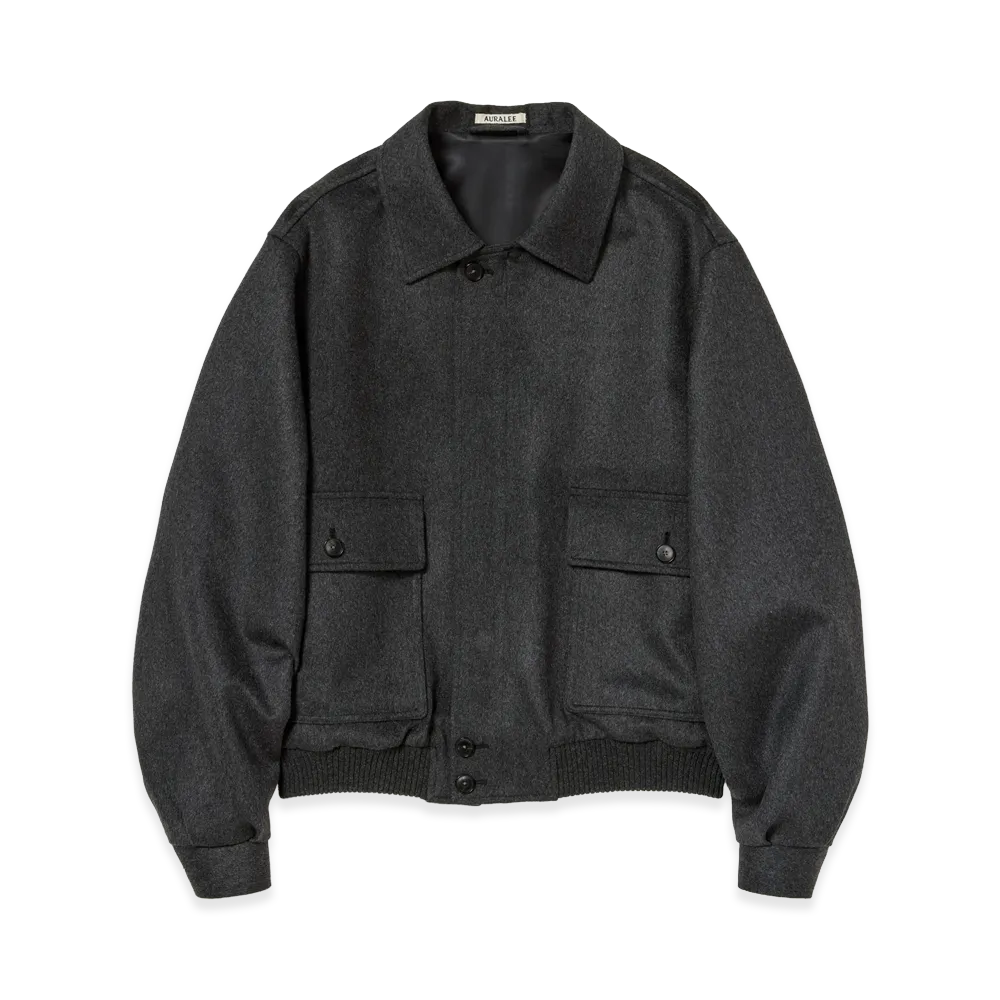 AURALEE Cashmere Moleskin Zip Blouson "Top Charcoal"
