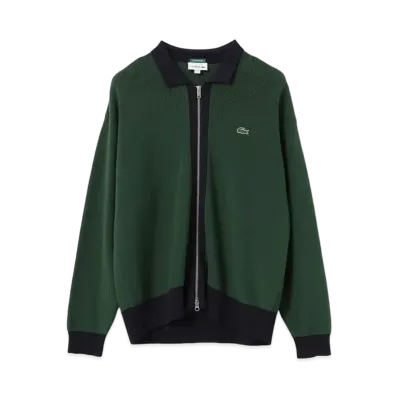 BEAMS LACOSTE for BEAM Custom Knit Zip Cardigan "Vert"