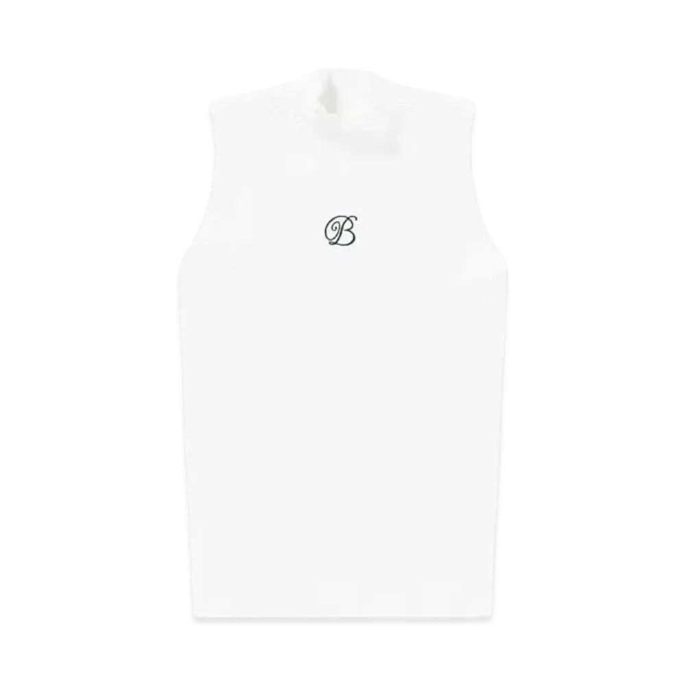Blackeyepatch B Emblem High Neck Knit Tank "White"