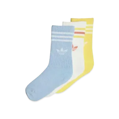 adidas Kids Crewsocks 3 Pairs "Clear Blue/Off White/Spring Yellow"