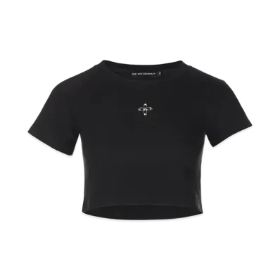 SURGERY Unbalance Metal Clover Logo Crop T-Shirt Women's "Black"