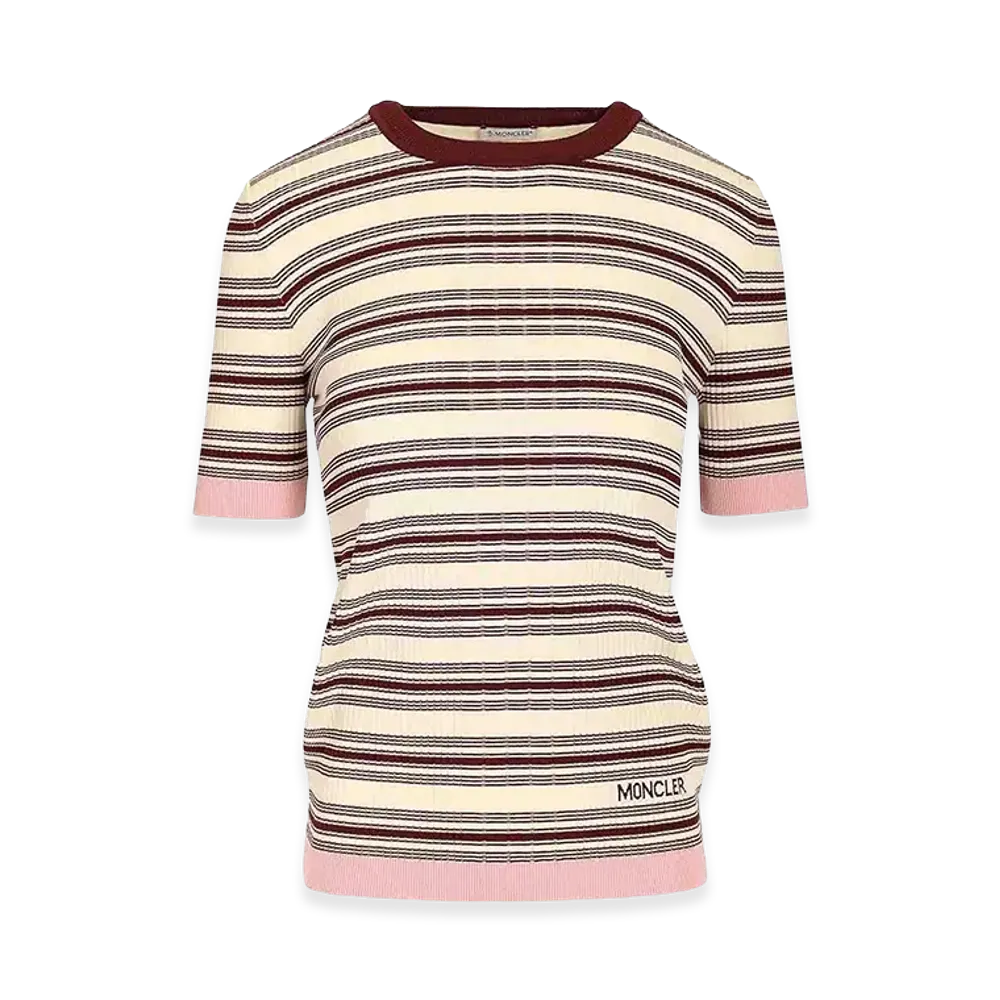 MONCLER Women's Knitted T-Shirt "Beige/Pink"