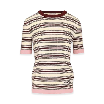 MONCLER Women's Knitted T-Shirt "Beige/Pink"
