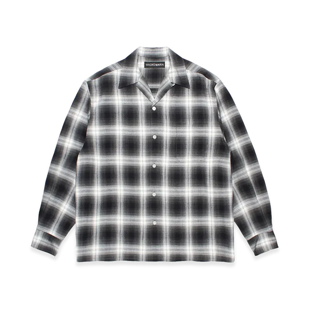 WACKO MARIA Ombre Check Open Collar Shirt "Gray"