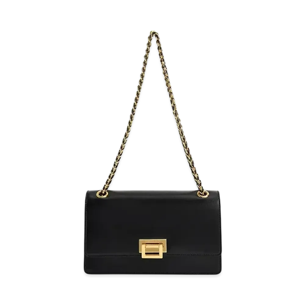 CHARLES & KEITH Chain Handle Shoulder Bag "Black"