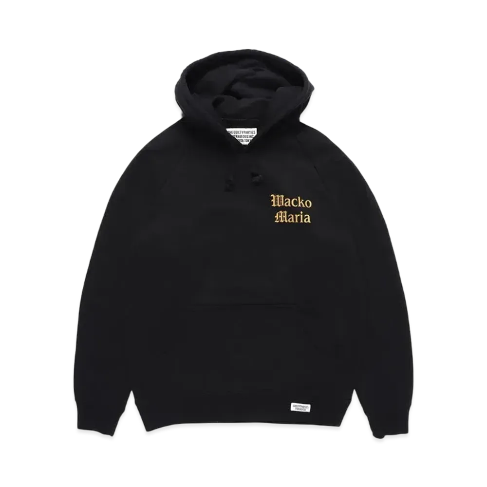 WACKO MARIA WASHED HEAVY WEIGHT PULL OVER HOODED SWEAT SHIRT "Black"