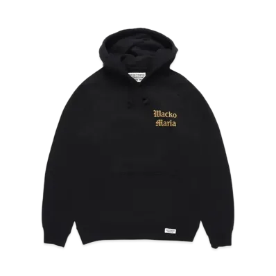 WACKO MARIA WASHED HEAVY WEIGHT PULL OVER HOODED SWEAT SHIRT "Black"