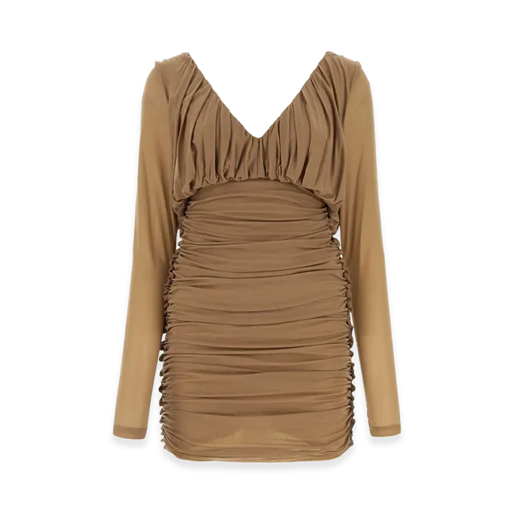 Saint Laurent Women's Jersey Mini Dress "Camel"